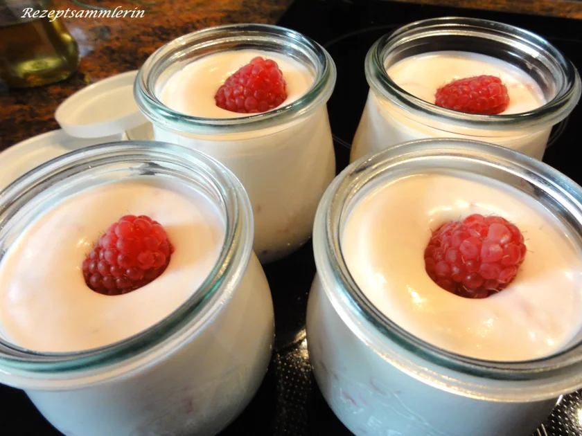 Rezept Schneegestöber Mit Joghurt Und Sahne Dessert: HIMBEER ~ JOGHURT ~ SAHNE - einfach - von Rezeptsammlerin