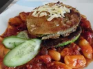Zucchini-Burger auf scharfer Tomaten-Soße mit Gnocchetti - Rezept - Bild Nr. 3621