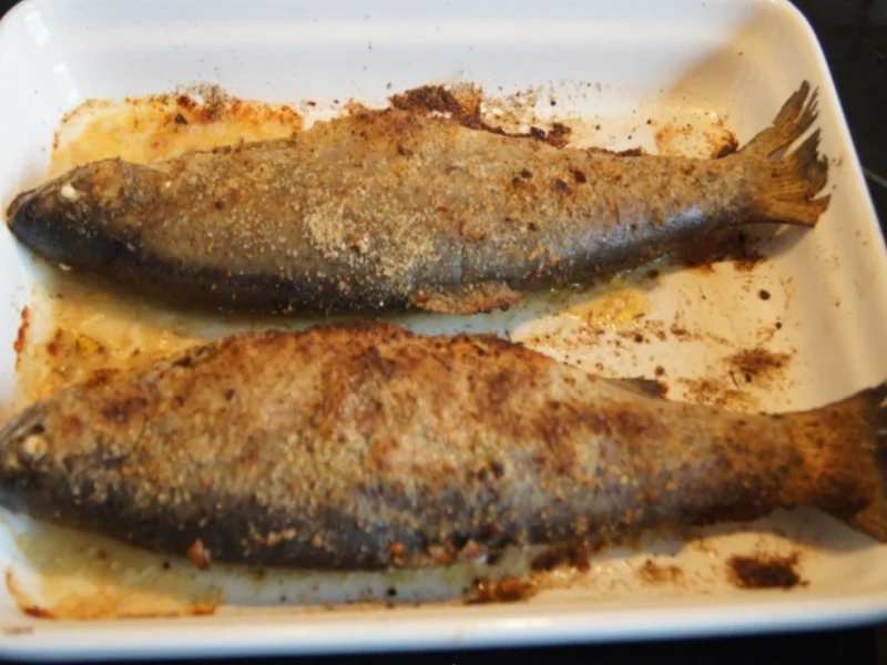 Rezept: Regenbogen-Forelle mit Kartoffel-Meerrettich-Stampf Bild Nr. 3646 Regenbogen-Forelle mit Kartoffel-Meerrettich-Stampf - Rezept - Bild Nr. 3646