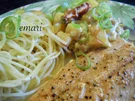 Lachsforellenfilet mit Pasta in Pfirsich - Salsa - Sauce - Rezept - Bild Nr. 3639