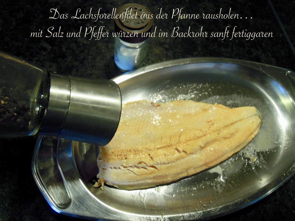 Lachsforellenfilet mit Pasta in Pfirsich - Salsa - Sauce - Rezept - Bild Nr. 3643