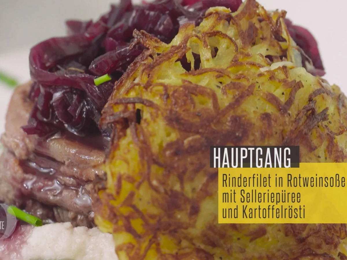 Rinderfilet in Rotweinsoße mit Selleriepüree - Rezept - Bild Nr. 2