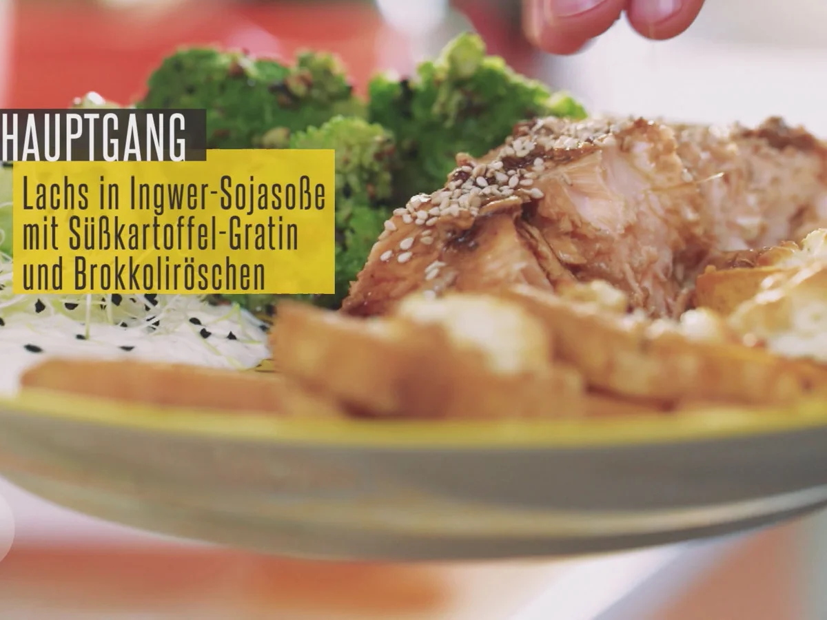 Lachsfilet in Soja-Ingwersoße mit indisch gewürztem Brokkoli und Joghurt-Zitronendip - Rezept - Bild Nr. 2