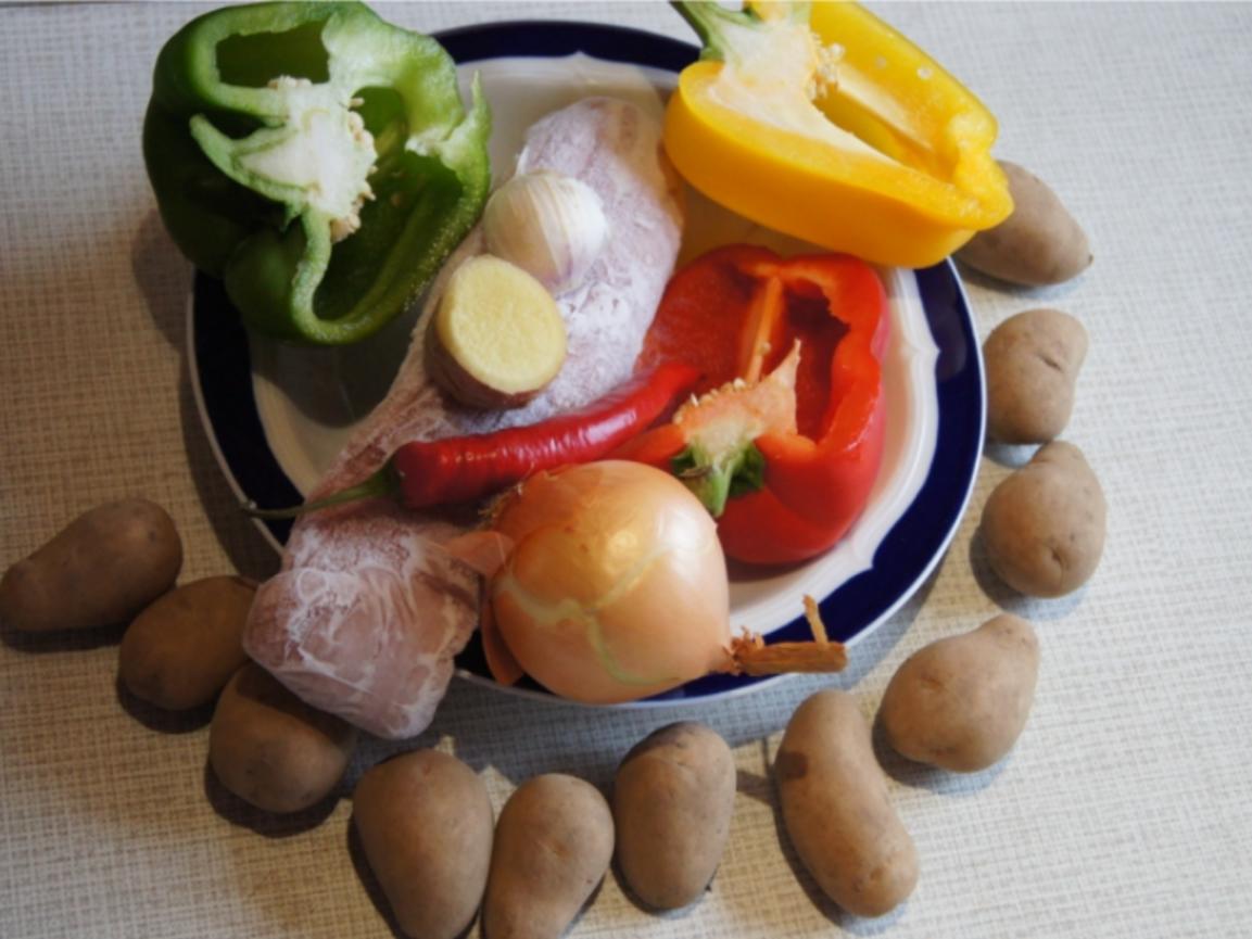 Sahne Schweinefilet Gemüse Geschnetzeltes aus dem Wok mit ...