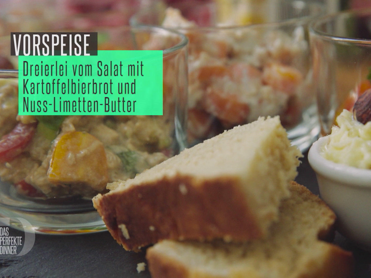 Bilder für Dreierlei vom Salat mit selbstgebackenem Bierbrot und Nuss-Limetten-Butter - Rezept