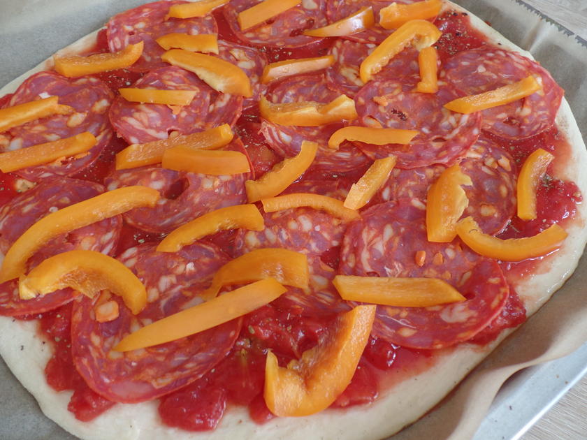 Gemüsepizza mit Chorizo - Rezept mit Bild - kochbar.de
