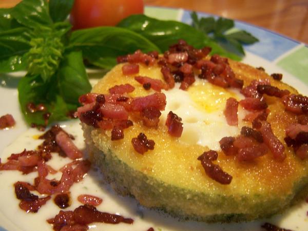 panierte Zucchini-ringe, gefüllt zum Frühstück oder Lunch - Rezept ...