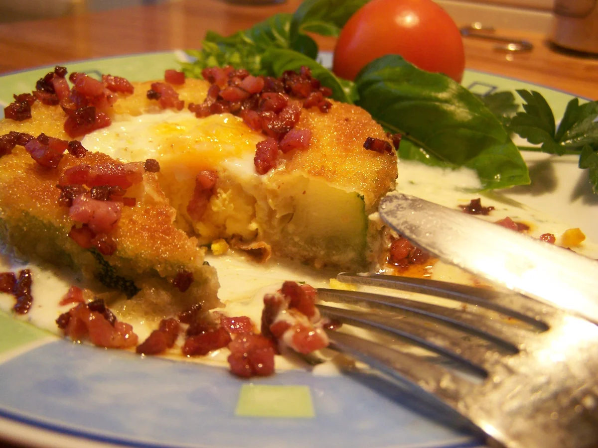 panierte Zucchini-ringe, gefüllt zum Frühstück oder Lunch - Rezept - Bild Nr. 3799