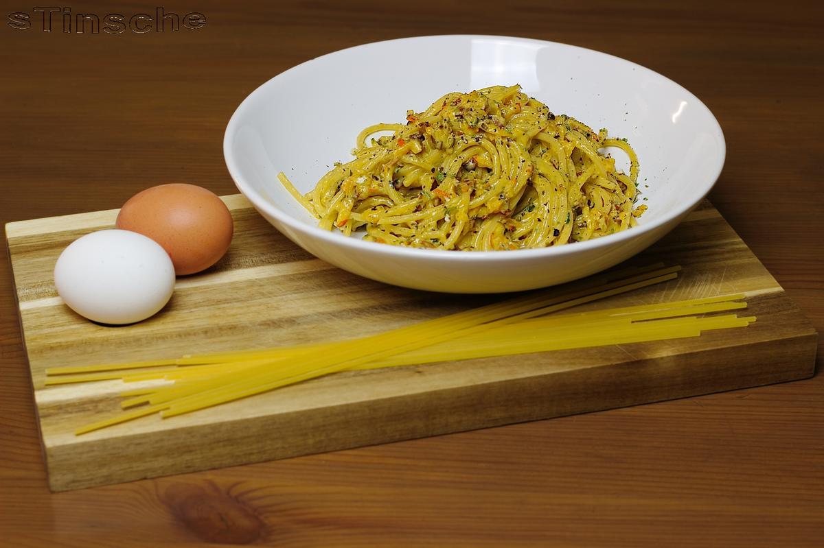 Spaghetti mit Kürbis-Sahnesoße und Speck - Rezept - Bild Nr. 3788