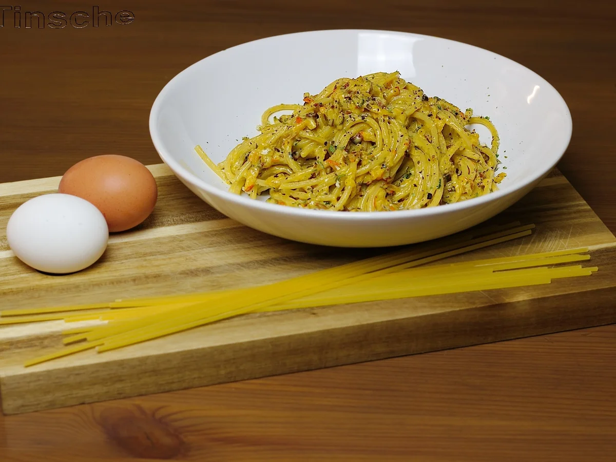 Spaghetti mit Kürbis-Sahnesoße und Speck - Rezept - Bild Nr. 3788