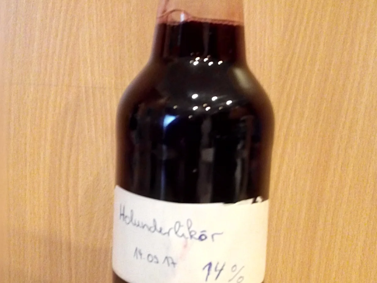 Rezept: Holunder Likör mit Weizenkorn und 14 Prozent Alkohol Bild Nr. 3812 Holunder Likör mit Weizenkorn und 14 Prozent Alkohol - Rezept - Bild Nr. 3812