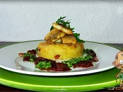 Zander auf Kartoffelbett mit Rotezwiebelmarmelade & Rucola-Pesto - Rezept - Bild Nr. 3825