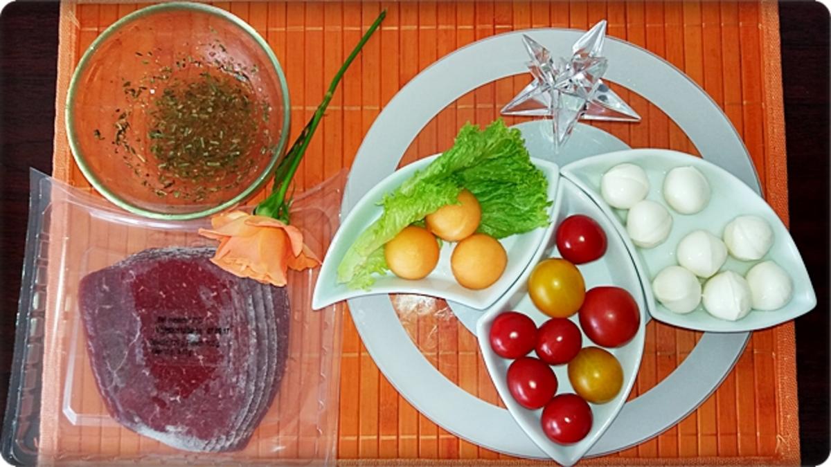Carpaccio mit Salat im Grana Padano-Körbchen - Rezept - Bild Nr. 3833