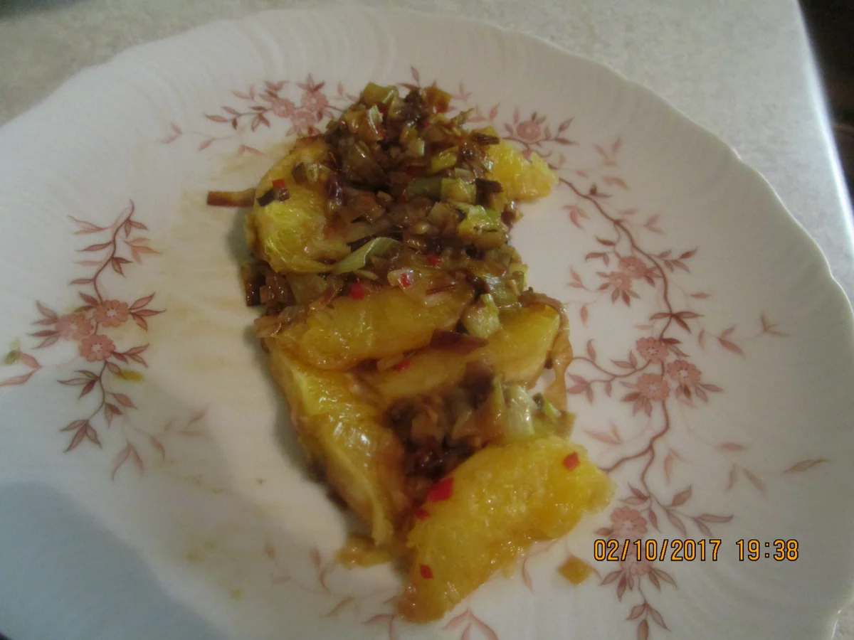 Rezept: Gebratener Zander auf Lauch-Orangenbett Bild Nr. 3919 Gebratener Zander auf Lauch-Orangenbett - Rezept - Bild Nr. 3919