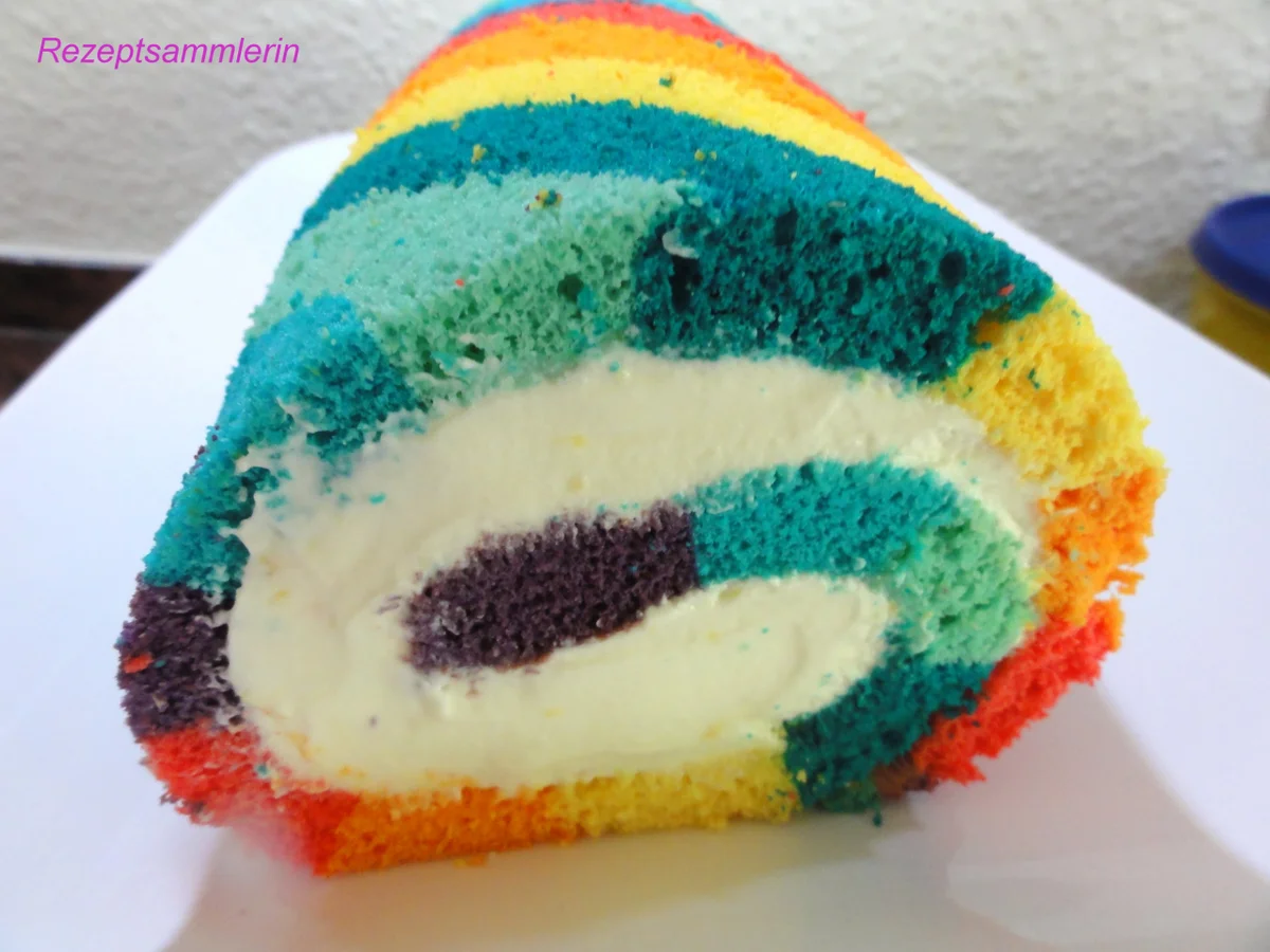 Biskuit:   REGENBOGEN ~ ROLL ~ CAKE - Rezept - Bild Nr. 4027