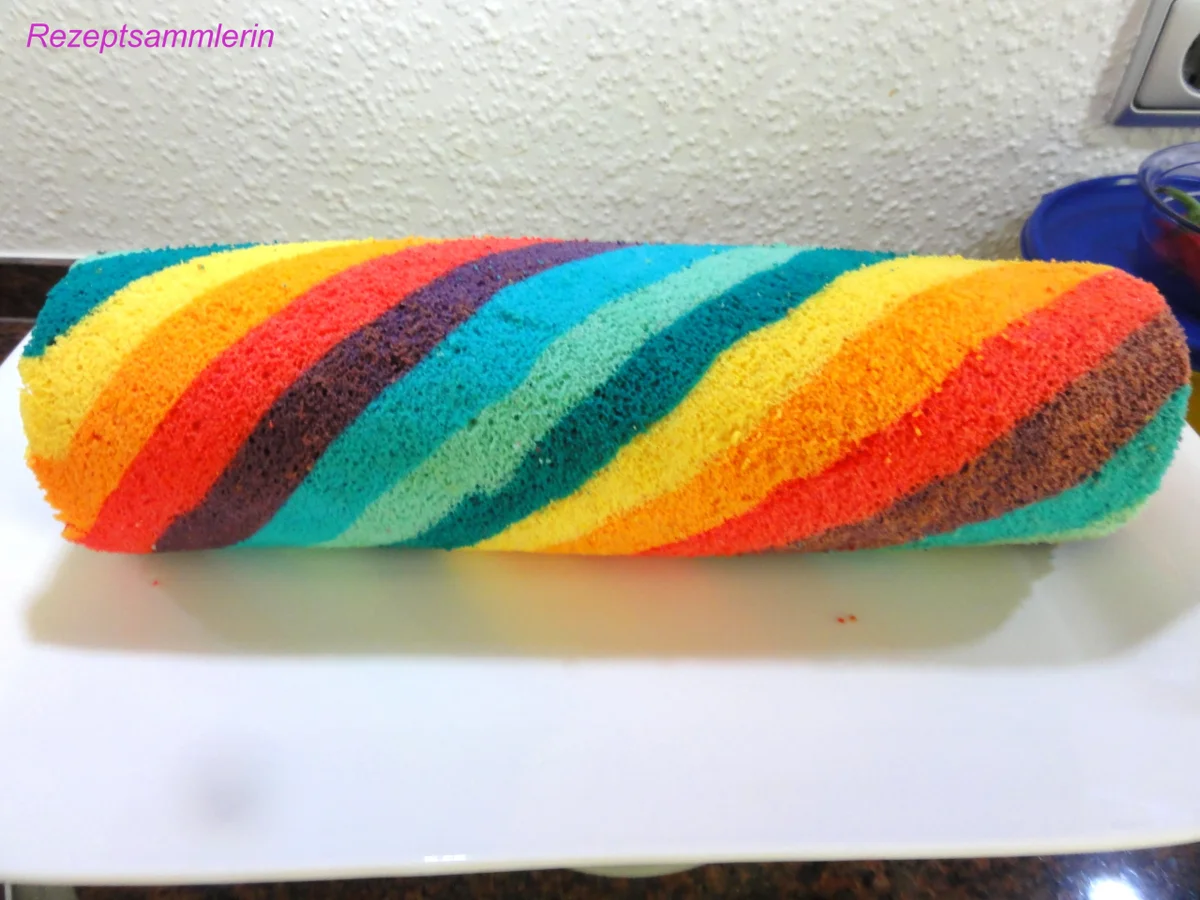 Biskuit:   REGENBOGEN ~ ROLL ~ CAKE - Rezept - Bild Nr. 4029