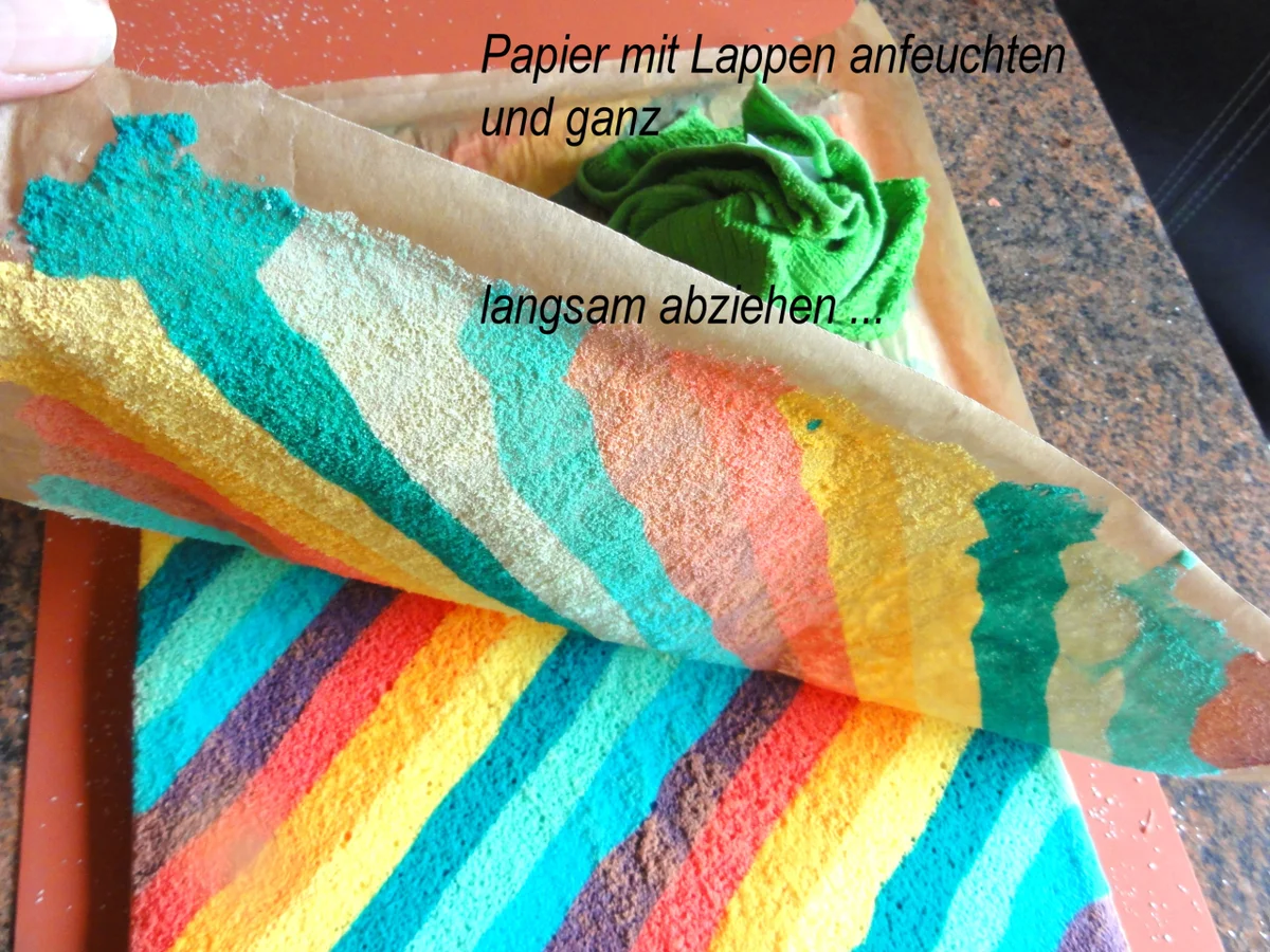 Biskuit:   REGENBOGEN ~ ROLL ~ CAKE - Rezept - Bild Nr. 4042