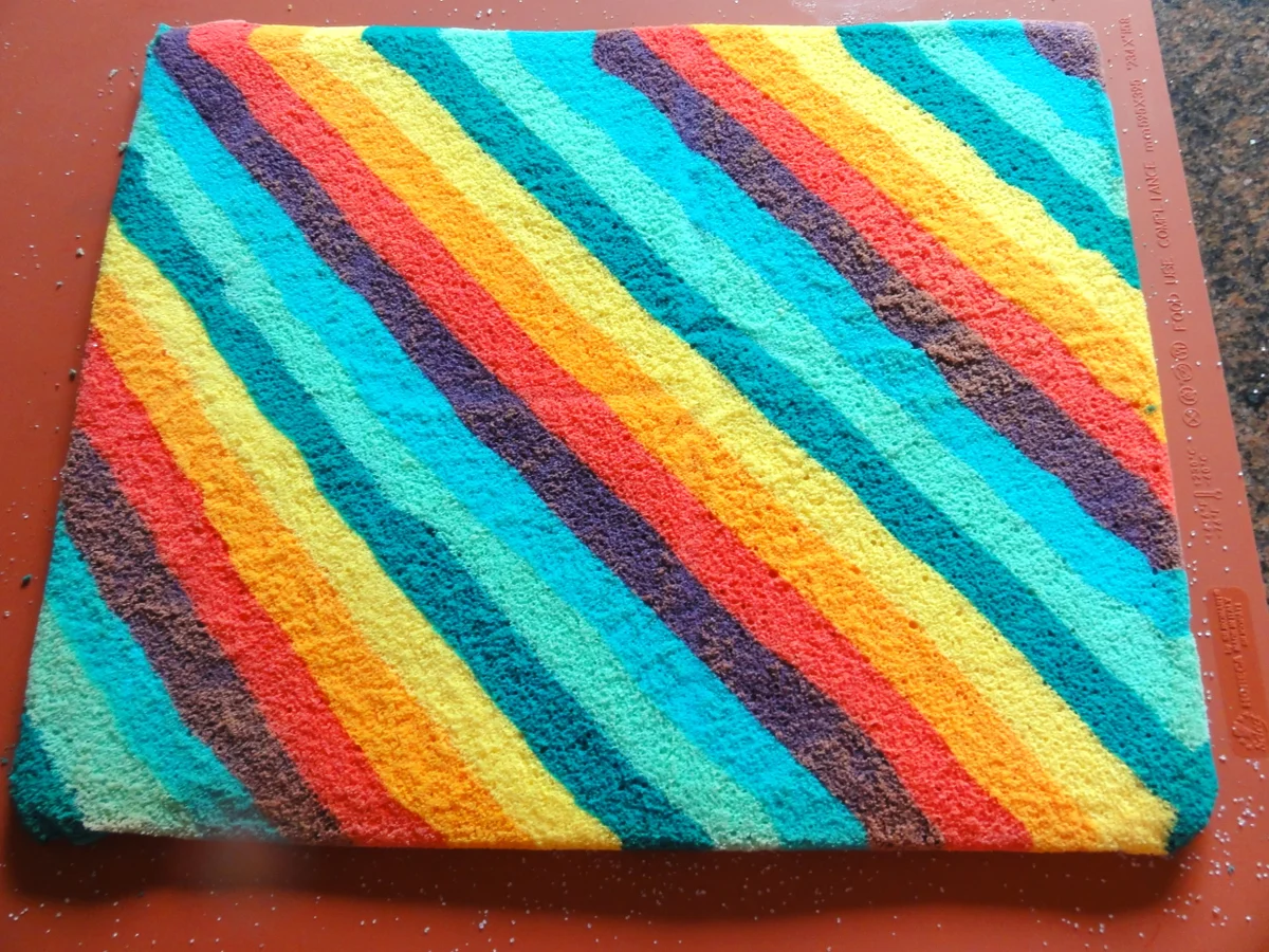 Biskuit:   REGENBOGEN ~ ROLL ~ CAKE - Rezept - Bild Nr. 4045