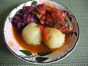 Rezept: Pfeffer - Hasenschenkel an Rotkohl mit Klößen Bild Nr. 4142 Pfeffer - Hasenschenkel an Rotkohl mit Klößen - Rezept - Bild Nr. 4142