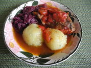 Pfeffer - Hasenschenkel an Rotkohl mit Klößen - Rezept - Bild Nr. 4142