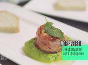 Jakobsmuscheln auf Erbsenpüree mit selbstgebackenem Ciabatta - Rezept - Bild Nr. 2