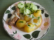 Rezept: Pellkartoffeln Brathering und Gurkensalat Bild Nr. 4235 Pellkartoffeln Brathering und Gurkensalat - Rezept - Bild Nr. 4235