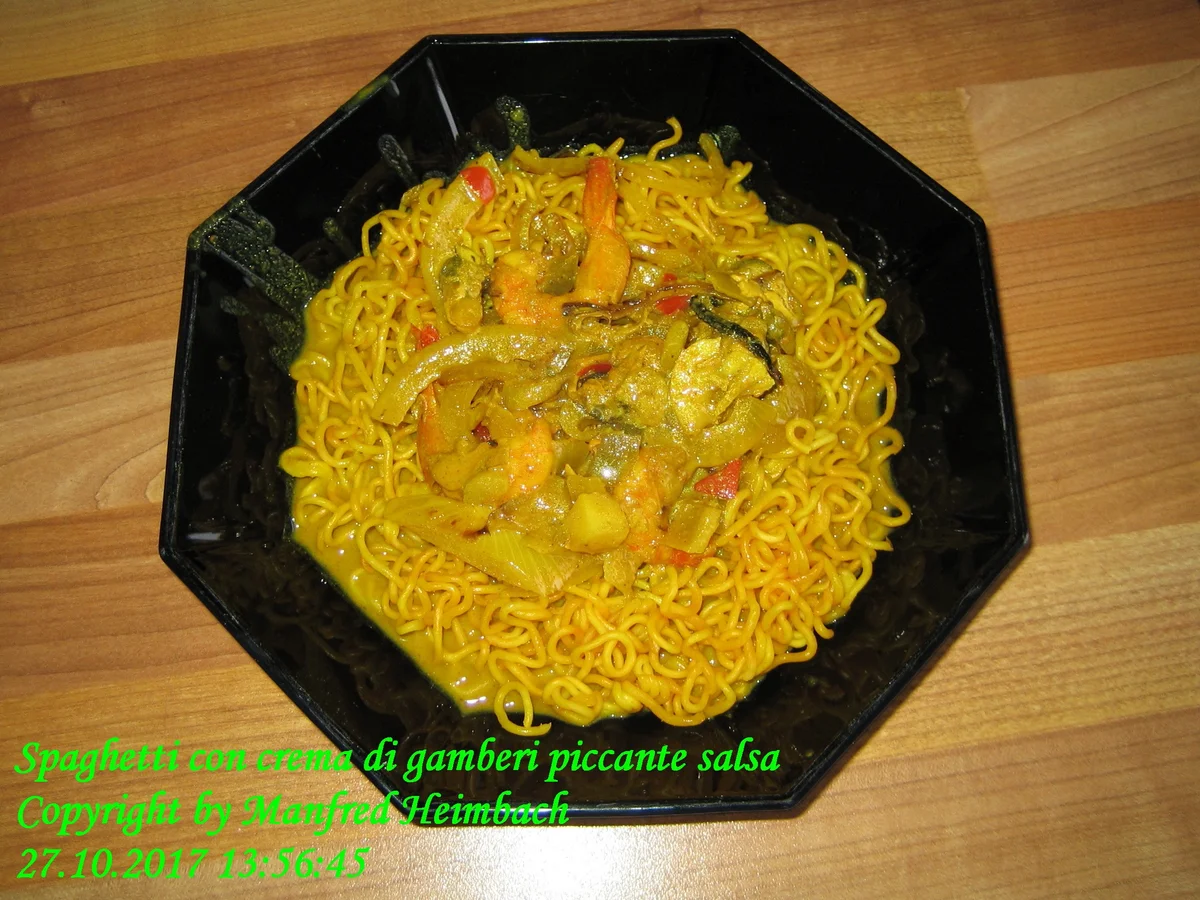 Nudeln – Spaghetti con crema di gamberi piccante salsa - Rezept - Bild Nr. 4343