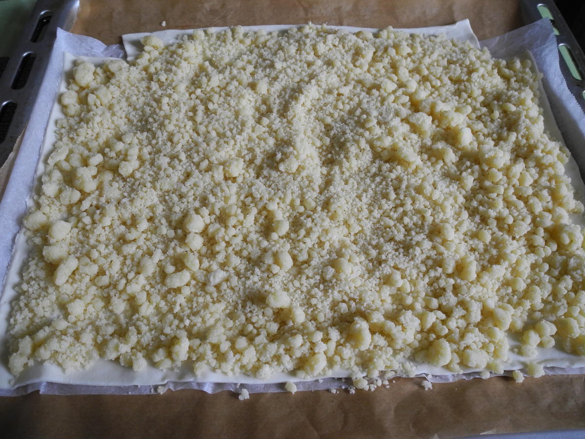 Blätterteig - Streußel - Kuchen mit Orangen/Zitronenguss "Prasselkuchen" - Rezept - Bild Nr. 4344