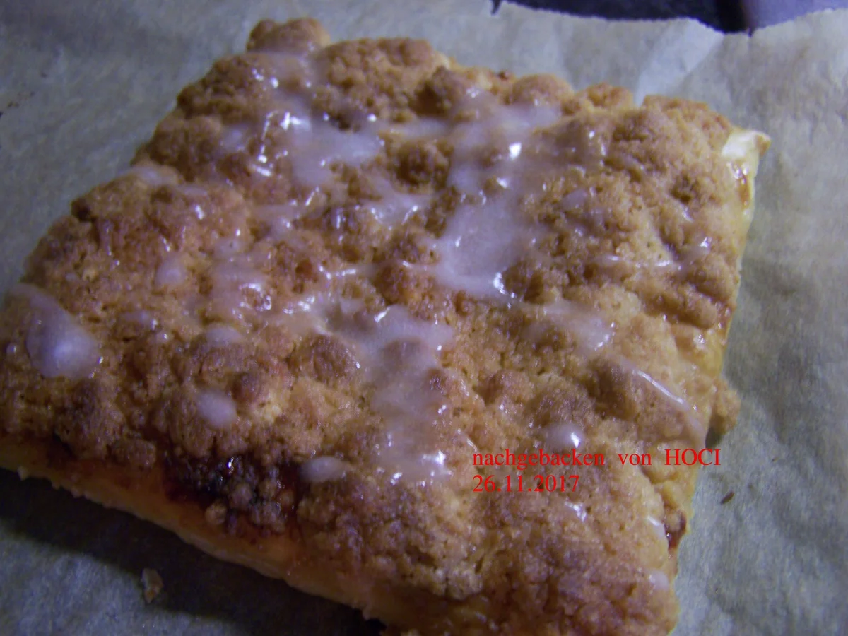 Blätterteig - Streußel - Kuchen mit Orangen/Zitronenguss "Prasselkuchen" - Rezept - Bild Nr. 4351