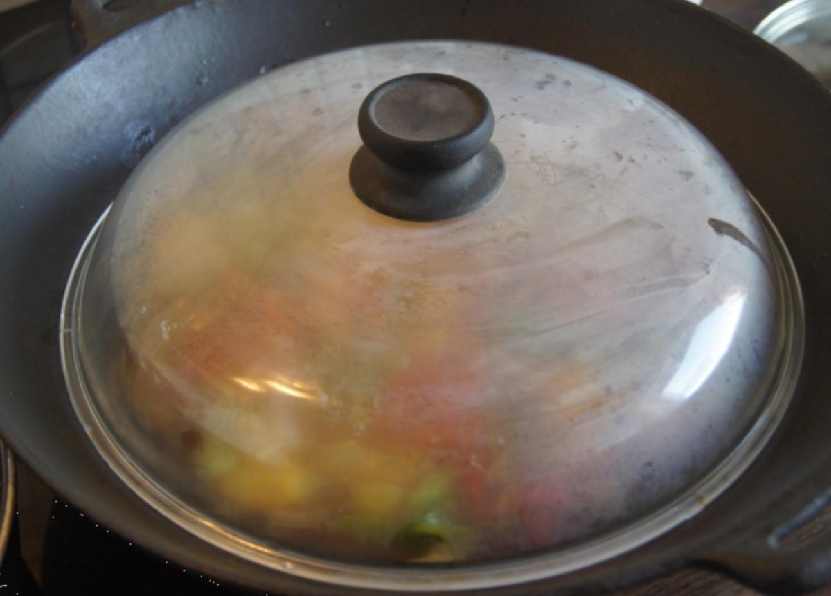 Süß-saures Gemüse-Garnelen-Curry mit Curry-Reis - Rezept - Bild Nr. 4373