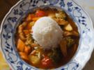Kürbis-Gemüse-Hähnchenbrustfilet-Wok süß-sauer mit Basmatireis - Rezept - Bild Nr. 4411