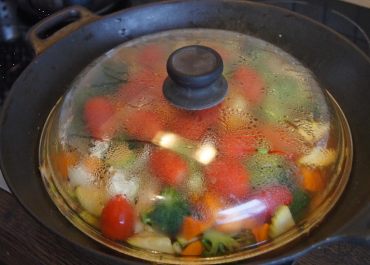 Kürbis-Gemüse-Hähnchenbrustfilet-Wok süß-sauer mit Basmatireis - Rezept - Bild Nr. 4424