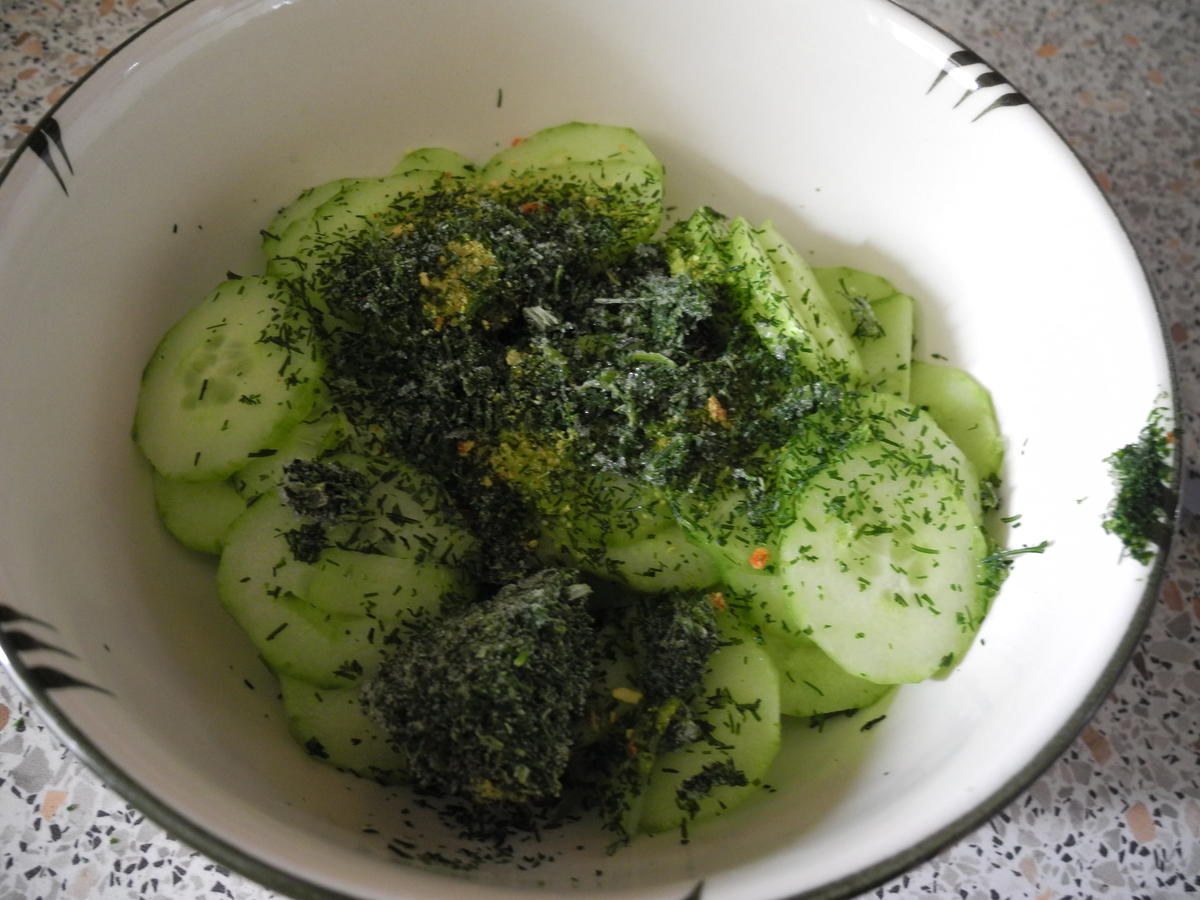 Kartoffel - Sauerkraut - Puffer mit Joghurt - Gurken - Salat - Rezept - Bild Nr. 4420