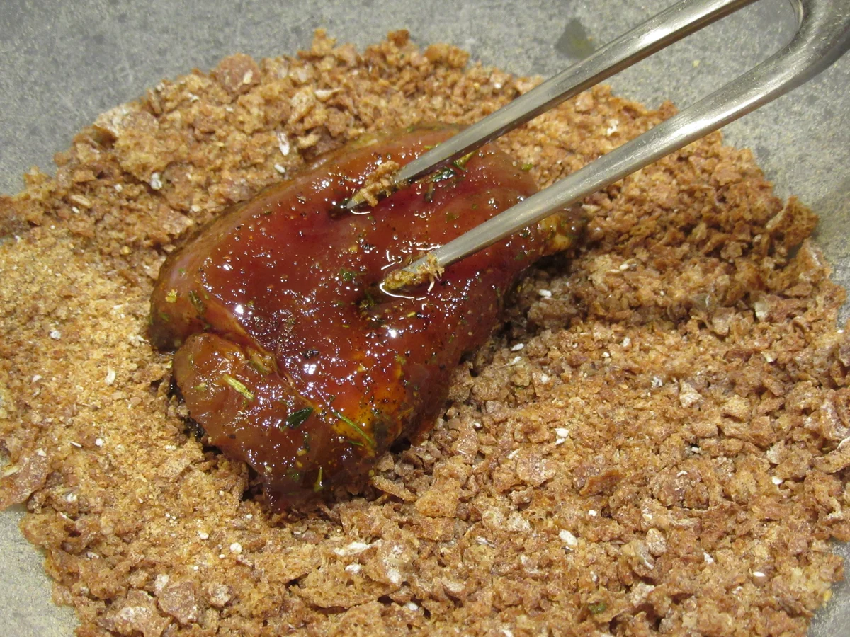 Fleisch: Knusperlende mit Rosenkohlgratin - Rezept - Bild Nr. 4479