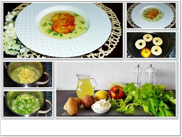 Staudensellerie Creme-Suppe mit gebratenen-Apfelscheiben - Rezept - Bild Nr. 4493