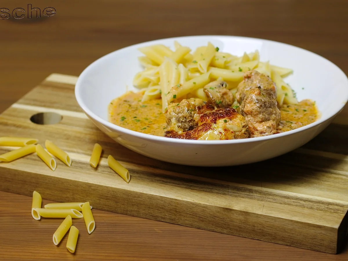 Rezept: Hackbällchen in Tomatensoße -überbacken- Bild Nr. 4557 Hackbällchen in Tomatensoße -überbacken- - Rezept - Bild Nr. 4557