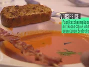 Paprikaschaumsüppchen mit Bacon und geröstetem Peperonibaguette - Rezept - Bild Nr. 4553