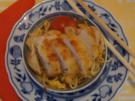 Gebratene Nudeln mit Ei, Gemüsestreifen und gebackenen Hähnchenbrustfilet - Rezept - Bild Nr. 4602