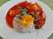 Reis mit Walnüssen an Tomaten - Gemüse - Pfanne - Rezept - Bild Nr. 4625