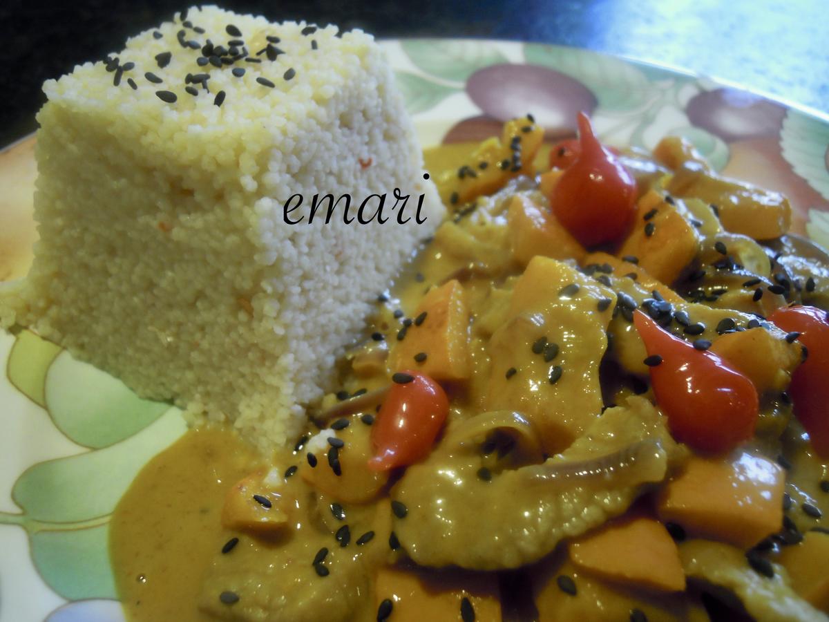 Kalbgeschnetzeltes in Curry Kokos Erdnuss Sauce - einfach - von emari