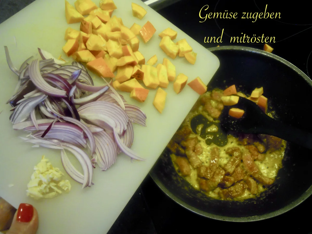 Kalbgeschnetzeltes in Curry Kokos Erdnuss Sauce - Rezept - Bild Nr. 4634