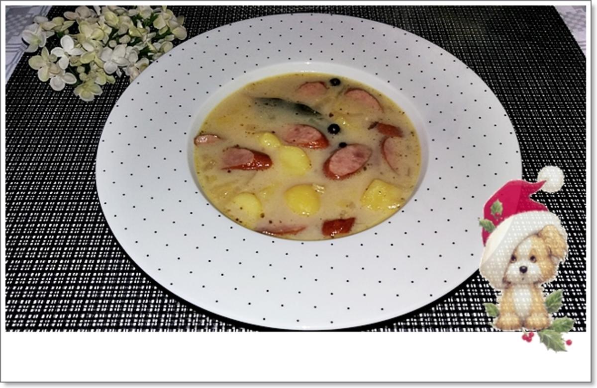 Kartoffelsuppe mit Würstchen & mit Crème fraîche verfeinert - Rezept - Bild Nr. 4645