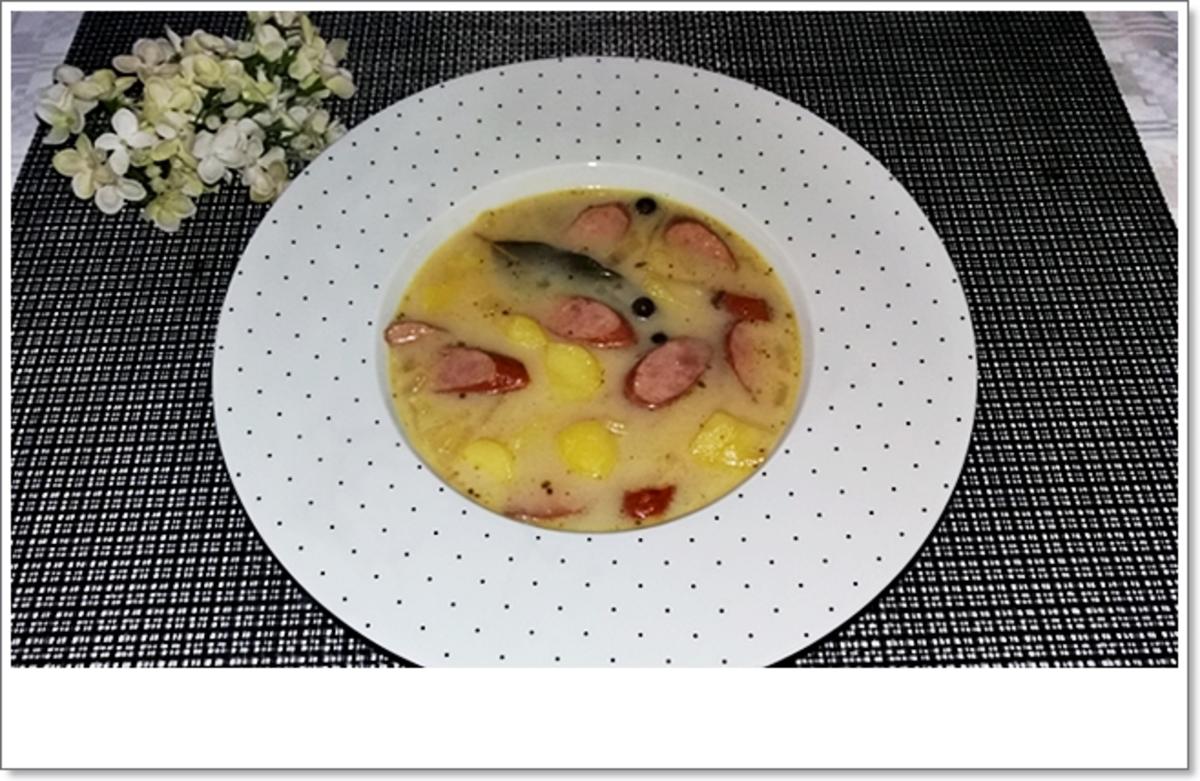 Kartoffelsuppe mit Würstchen & mit Crème fraîche verfeinert - Rezept - Bild Nr. 4657
