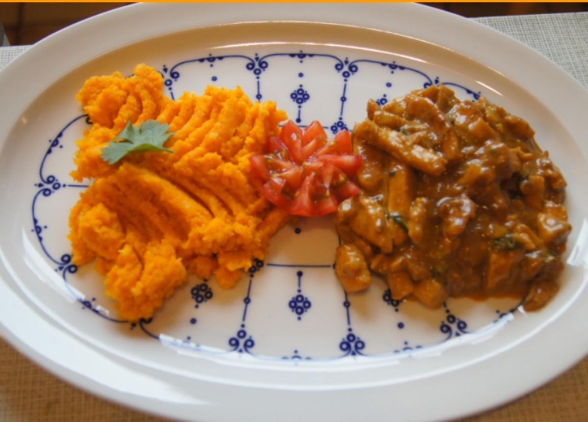 Bilder für Hähnchenbrustfilet-Curry mit Möhrenpüree - Rezept