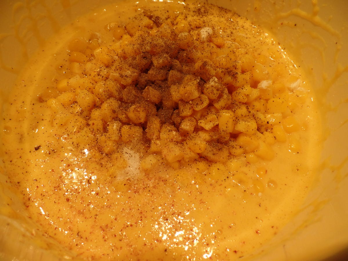 Filetspitzen mit Kokos-Curry Sauce , Maispuffer und Spinat - Rezept - Bild Nr. 4714