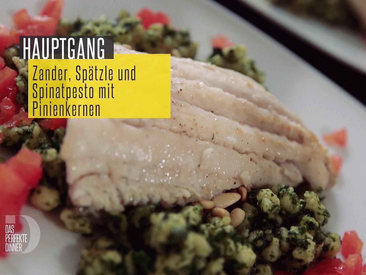 Bilder für Rhein-Zander mit Spätzle und Spinatpesto mit Pinienkernen - Rezept