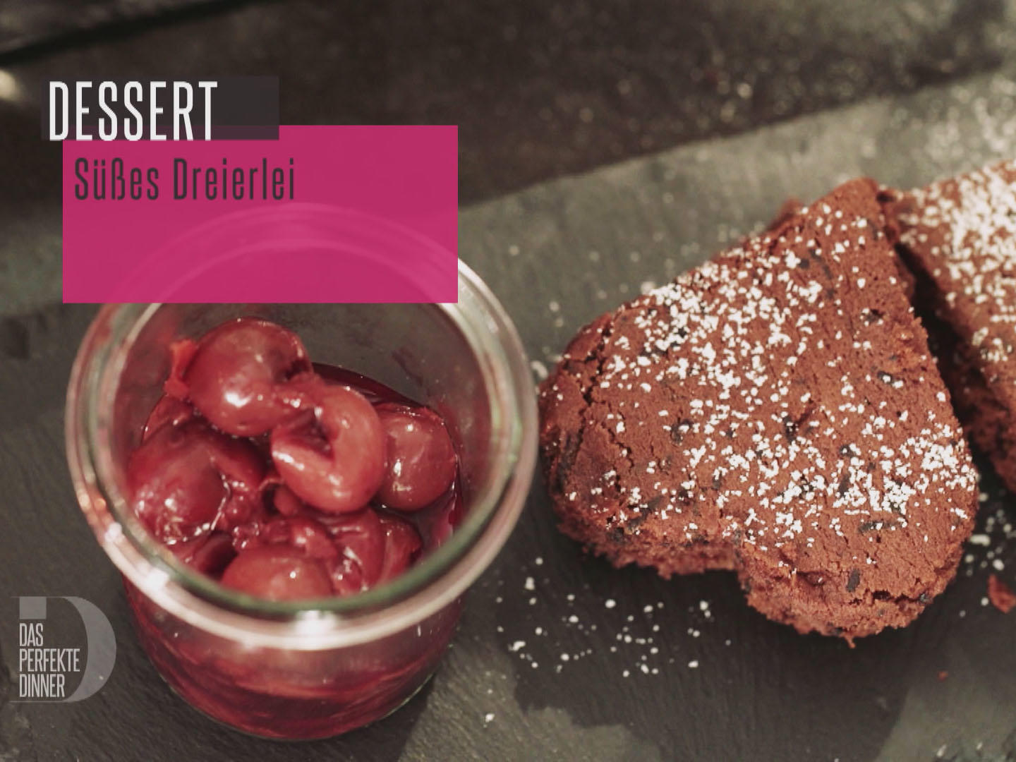 Süßes Dreierlei: Rotweinschokokuchen, Schokomousse und Gewürzkirchen -
Rezept Gesendet von Das perfekte Dinner