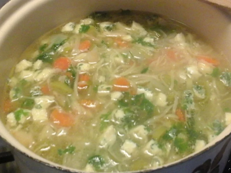 Rezept: Fleischbrühsuppe mit Gemüse, pikanten Eierstich und Fadennudeln Bild Nr. 4743 Fleischbrühsuppe mit Gemüse, pikanten Eierstich und Fadennudeln - Rezept - Bild Nr. 4743