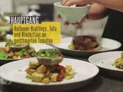 Gemüsebratling mit Halloumi, Koriander und Minze, dazu Pak Choi, Tofu, geschmorte Tomaten - Rezept - Bild Nr. 2