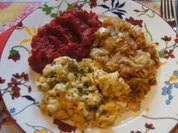 Falsches Hirn mit Rote-Bete-Süßkartoffel-Stampf und geschmorten Spitzkohl - Rezept - Bild Nr. 4777